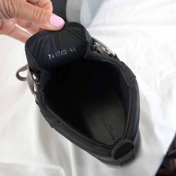 BALENCIAGA Gray Arena Leather High Top Sneakers - Picture 8 of 8